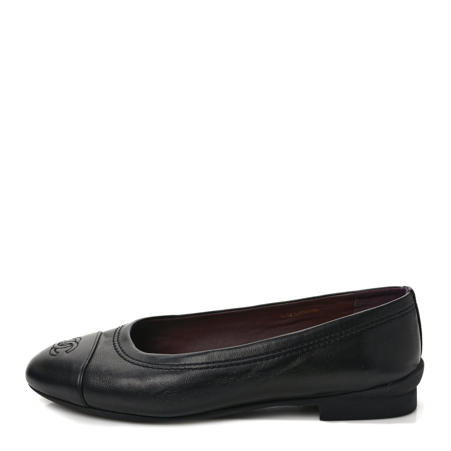 Chanel Lambskin Cap Toe CC Ballerina Flats 37.5 Black 1 of 8