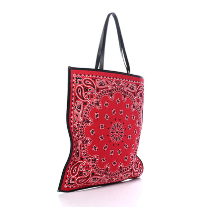 Saint Laurent Canvas Bandana Antibe Flat Shopping Tote Red 2 of 4