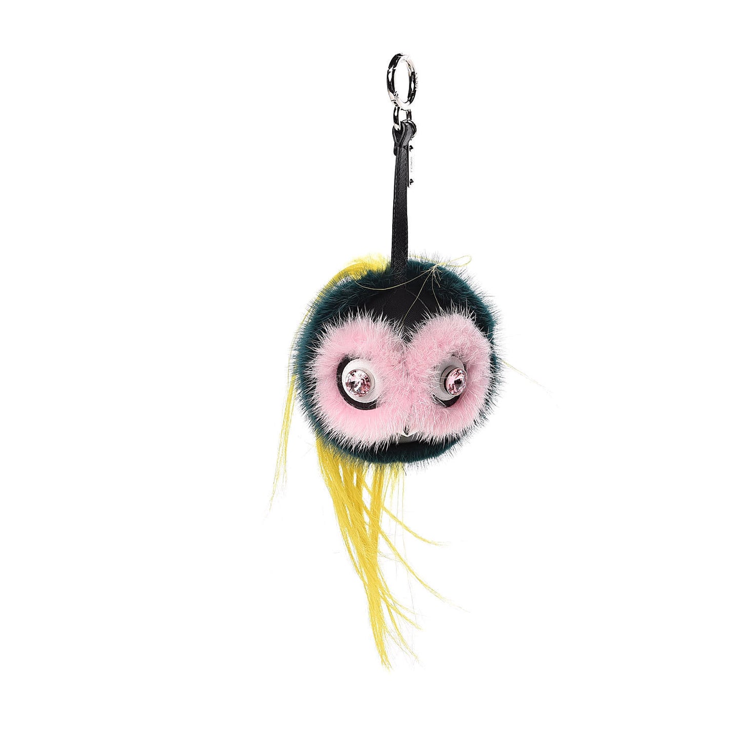 Mink Goat Fur QuTweet Jungle Bag Bug Charm Green Yellow Pink