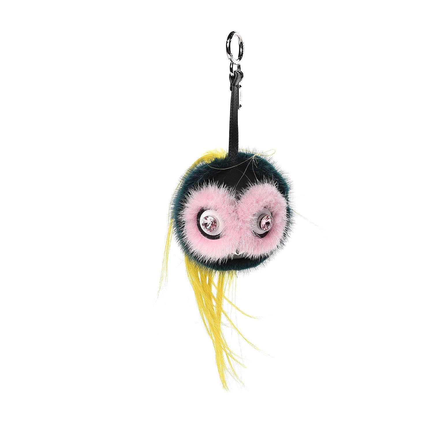 Fendi Mink Goat Fur QuTweet Jungle Bag Bug Charm Green Yellow Pink 1 of 4