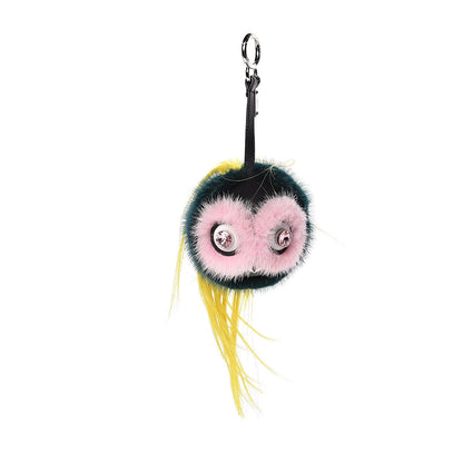 Fendi Mink Goat Fur QuTweet Jungle Bag Bug Charm Green Yellow Pink 1 of 4