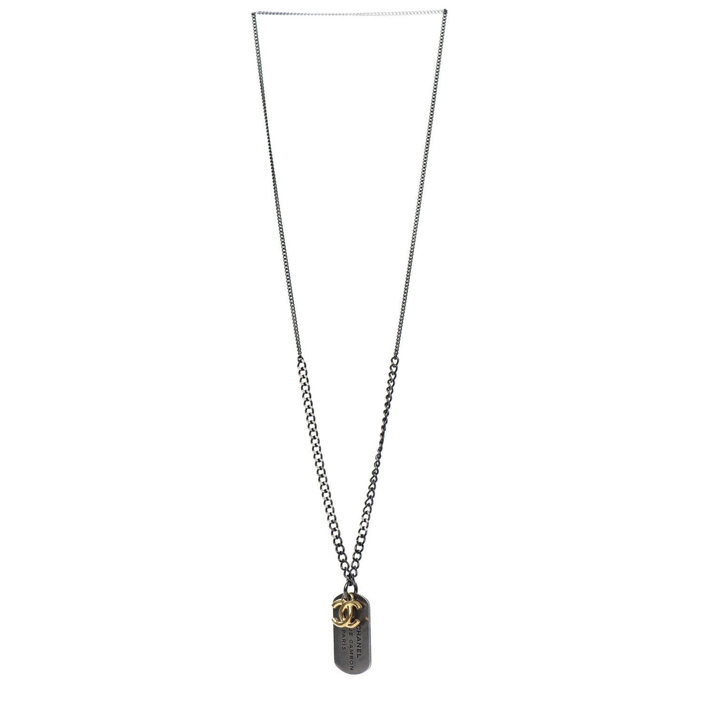 Ruthenium ID Dog Tag Charm Necklace Silver Gold