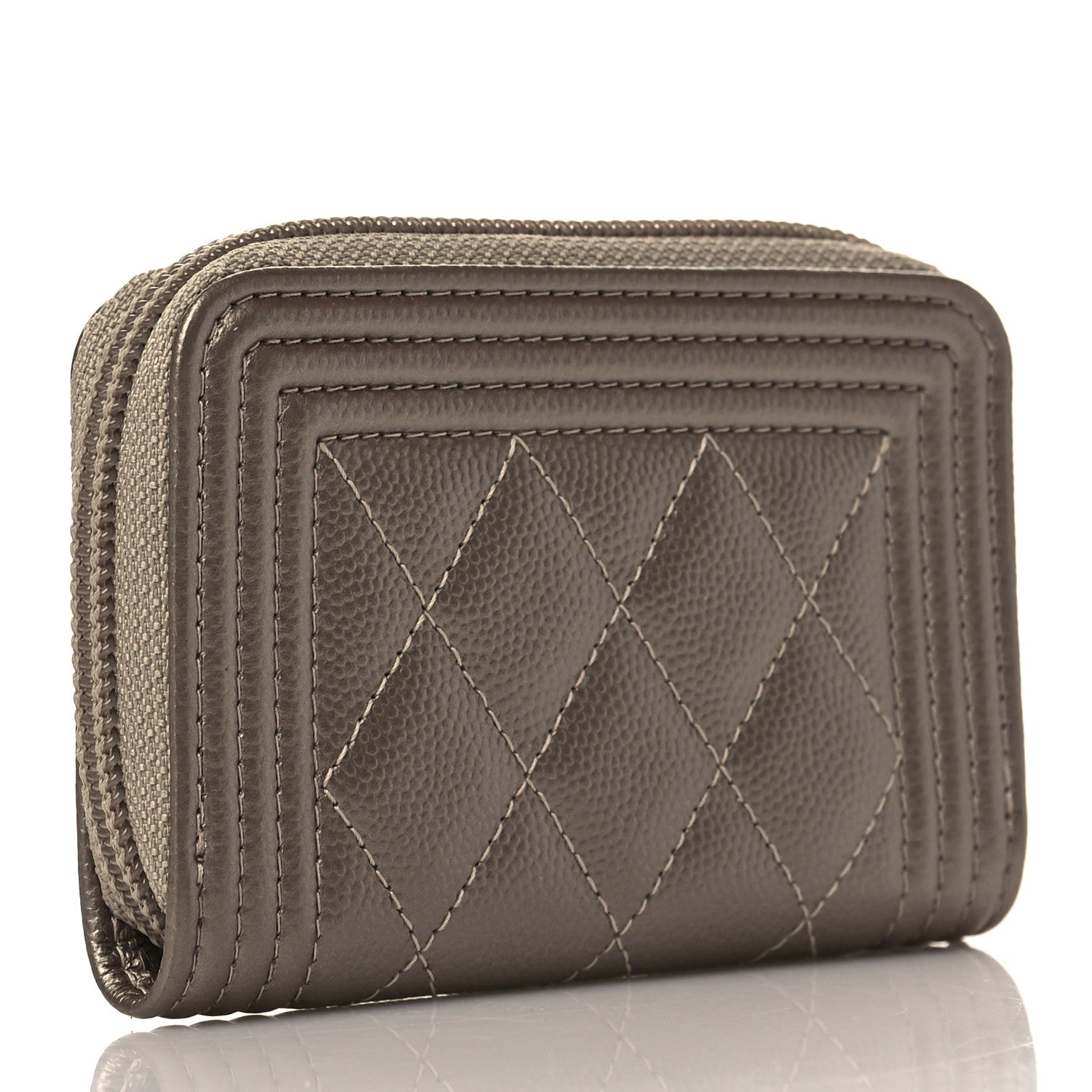 Chanel Metallic Caviar Quilted Boy Zip Around Coin Purse Wallet Copper 3 of 7