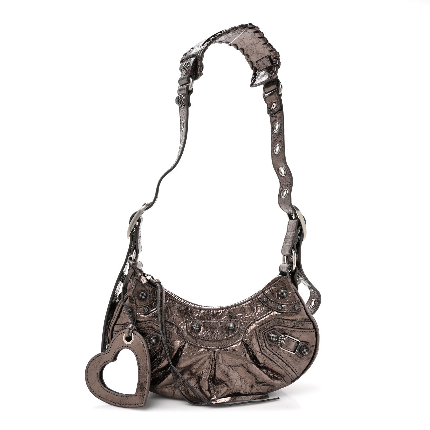 Balenciaga Metallic Agneau Arena Le Cagole Shoulder Bag XS Dark