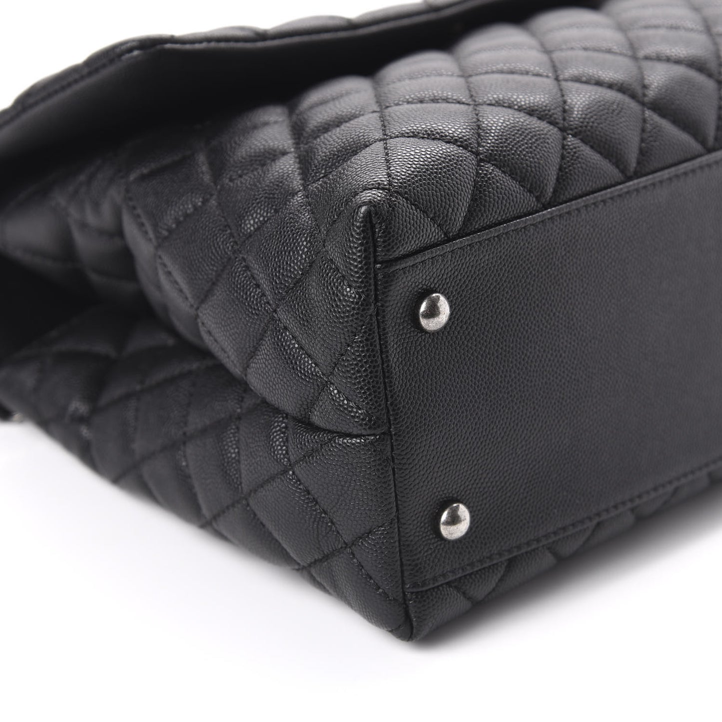 Caviar Lizard Quilted Medium Coco Handle Flap Black
