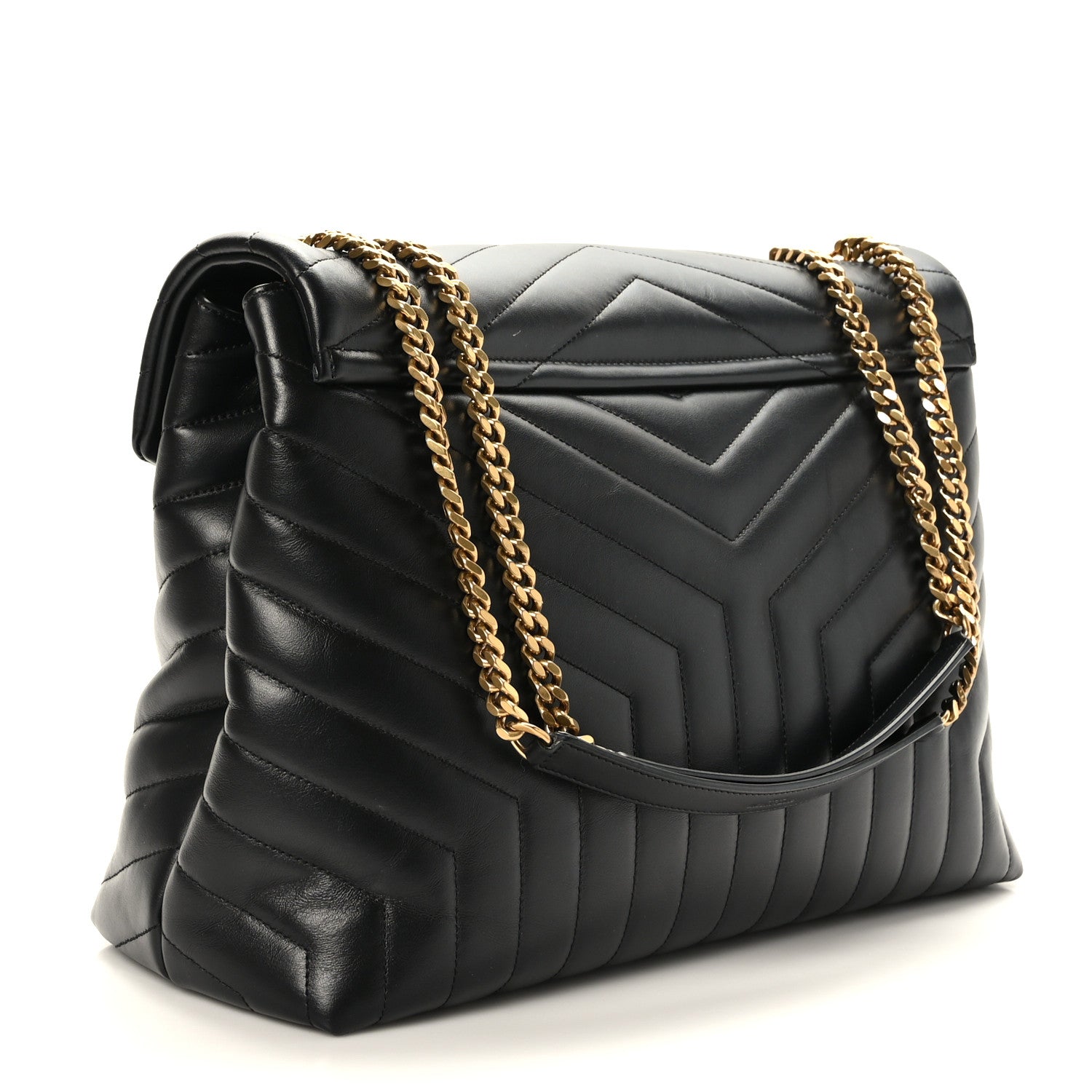 Saint Laurent Calfskin Y Quilted Monogram Large Loulou Chain Satchel Black 3 of 9