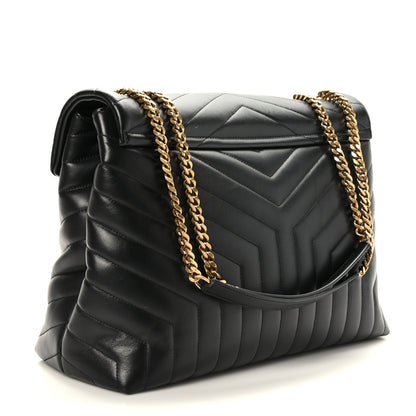 Saint Laurent Calfskin Y Quilted Monogram Large Loulou Chain Satchel Black 3 of 9