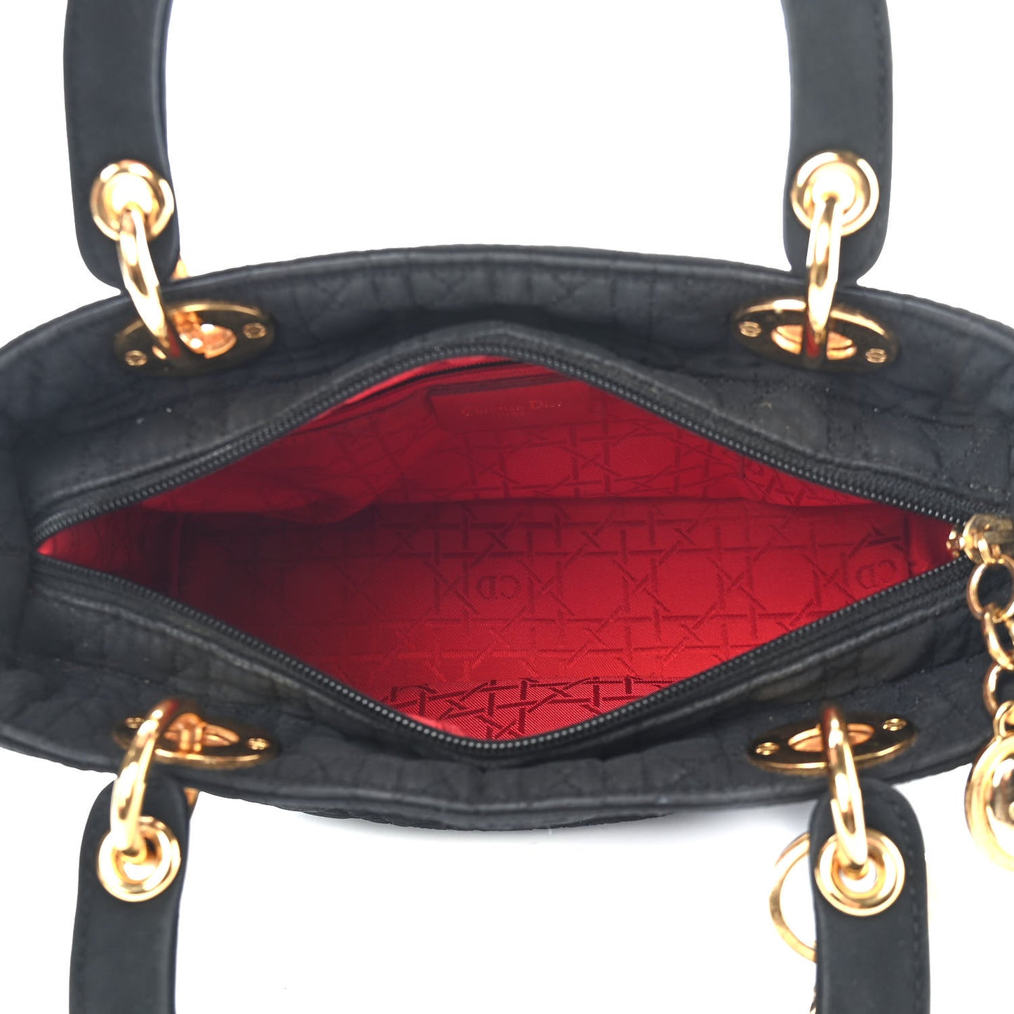 Nylon Cannage Medium Lady Dior Black