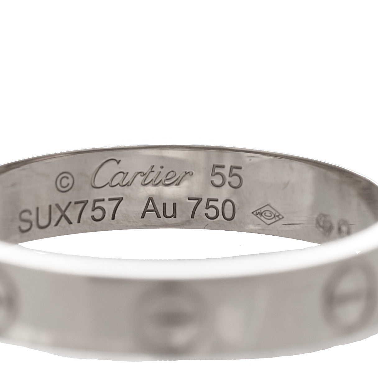 18K White Gold 3.5mm LOVE Wedding Band Ring 55 7.25