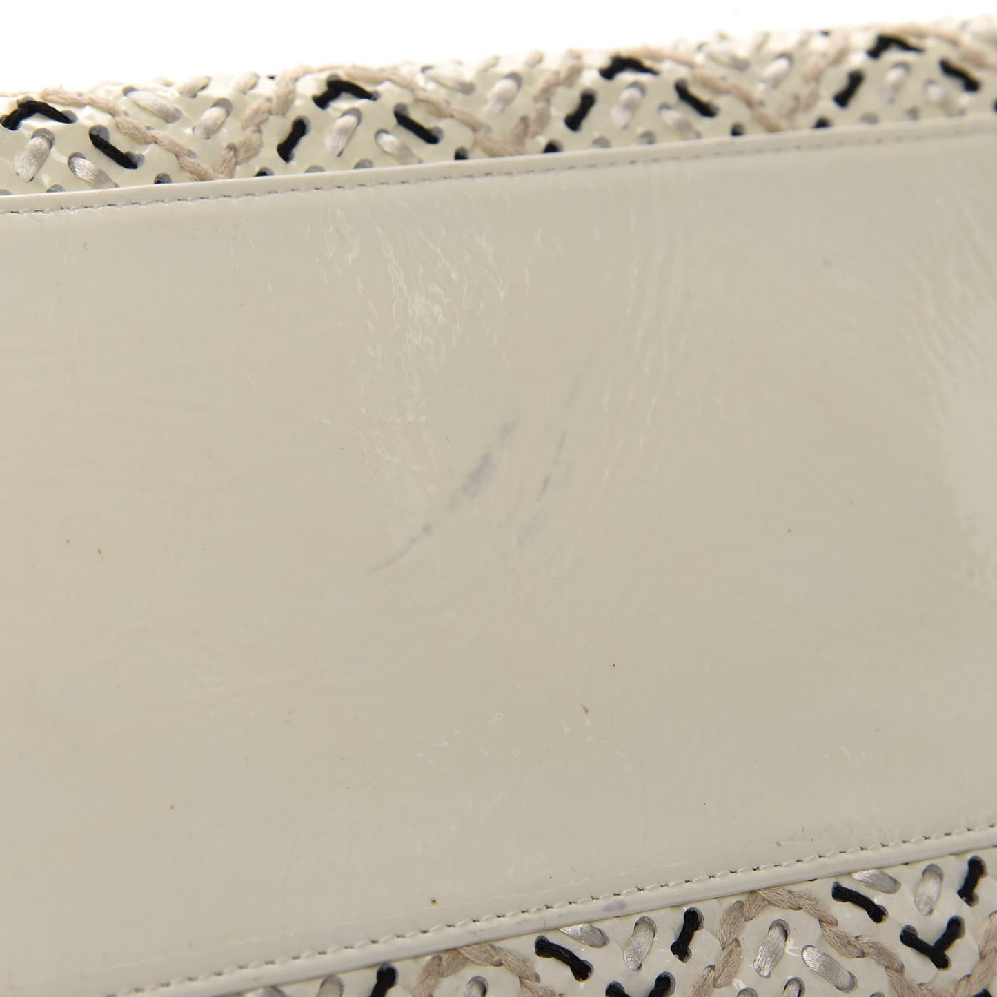 Patent Hand Embroidered Medium Just Mademoiselle White