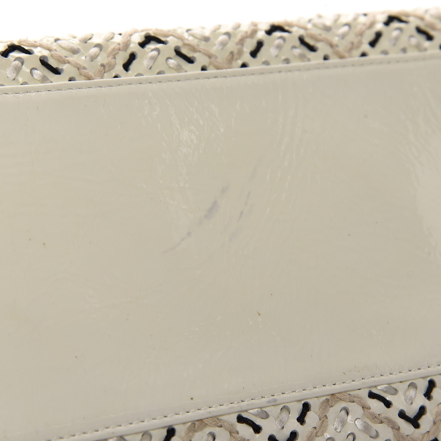 Chanel Patent Hand Embroidered Medium Just Mademoiselle White 11 of 12