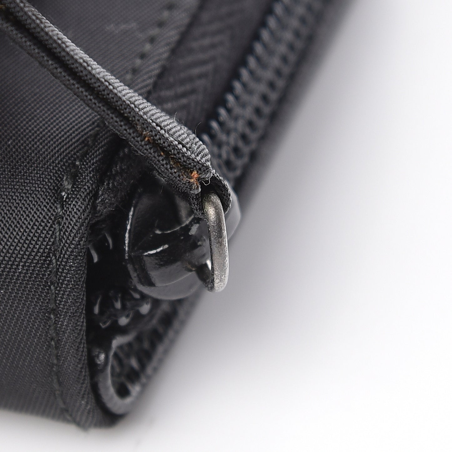 Tessuto Nylon Compact Zip Around Wallet Black