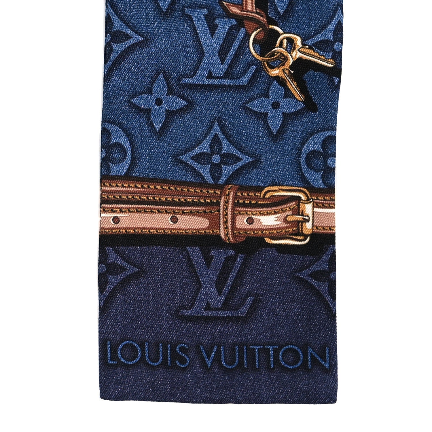 Louis Vuitton Silk Denimgram Confidential Bandeau Denim Blue 3 of 4