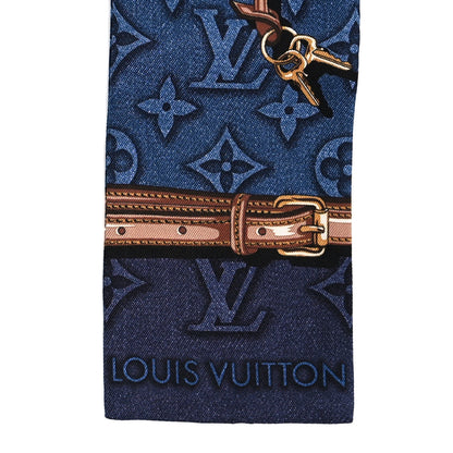 Louis Vuitton Silk Denimgram Confidential Bandeau Denim Blue 3 of 4
