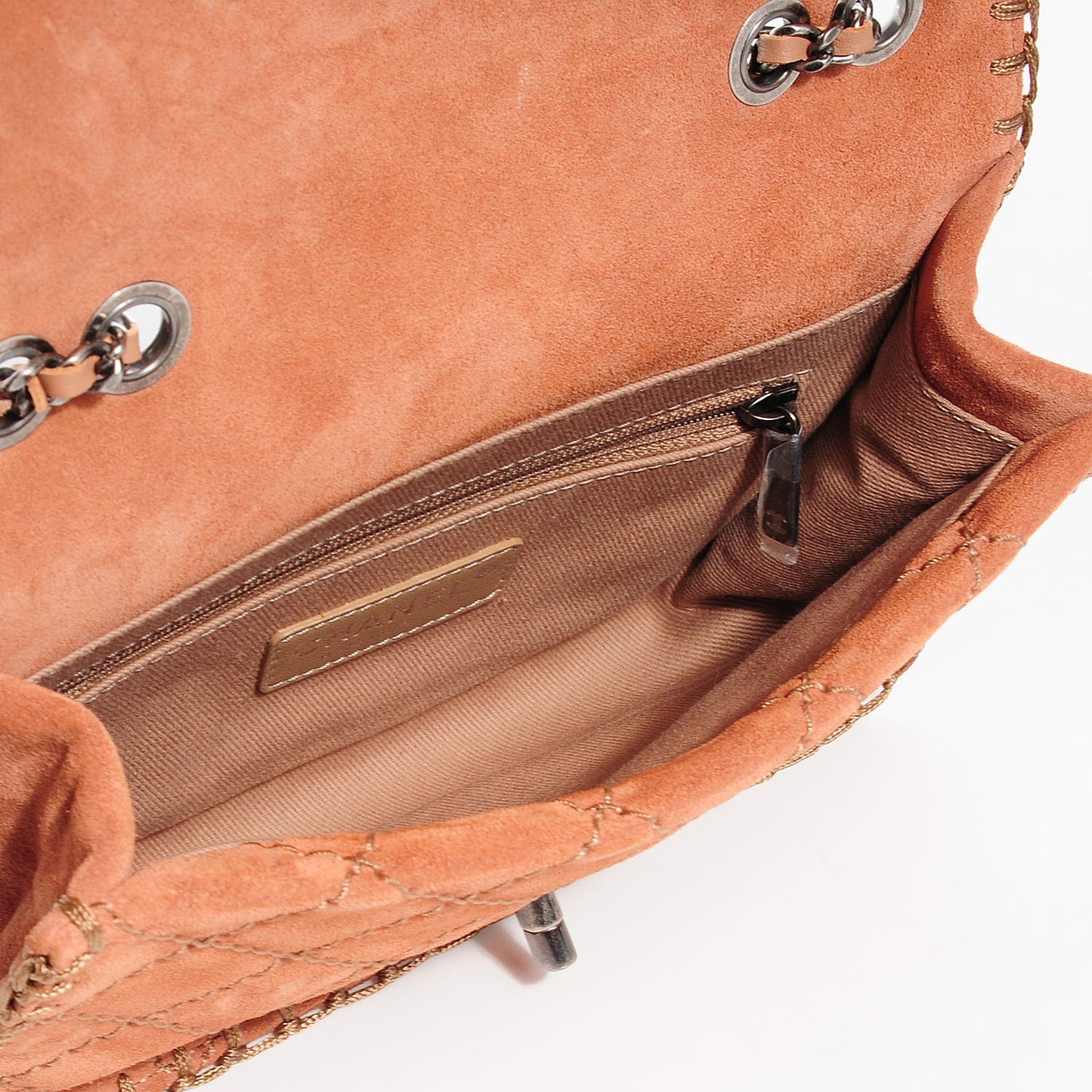 Suede Stitched Small Flap Pink
