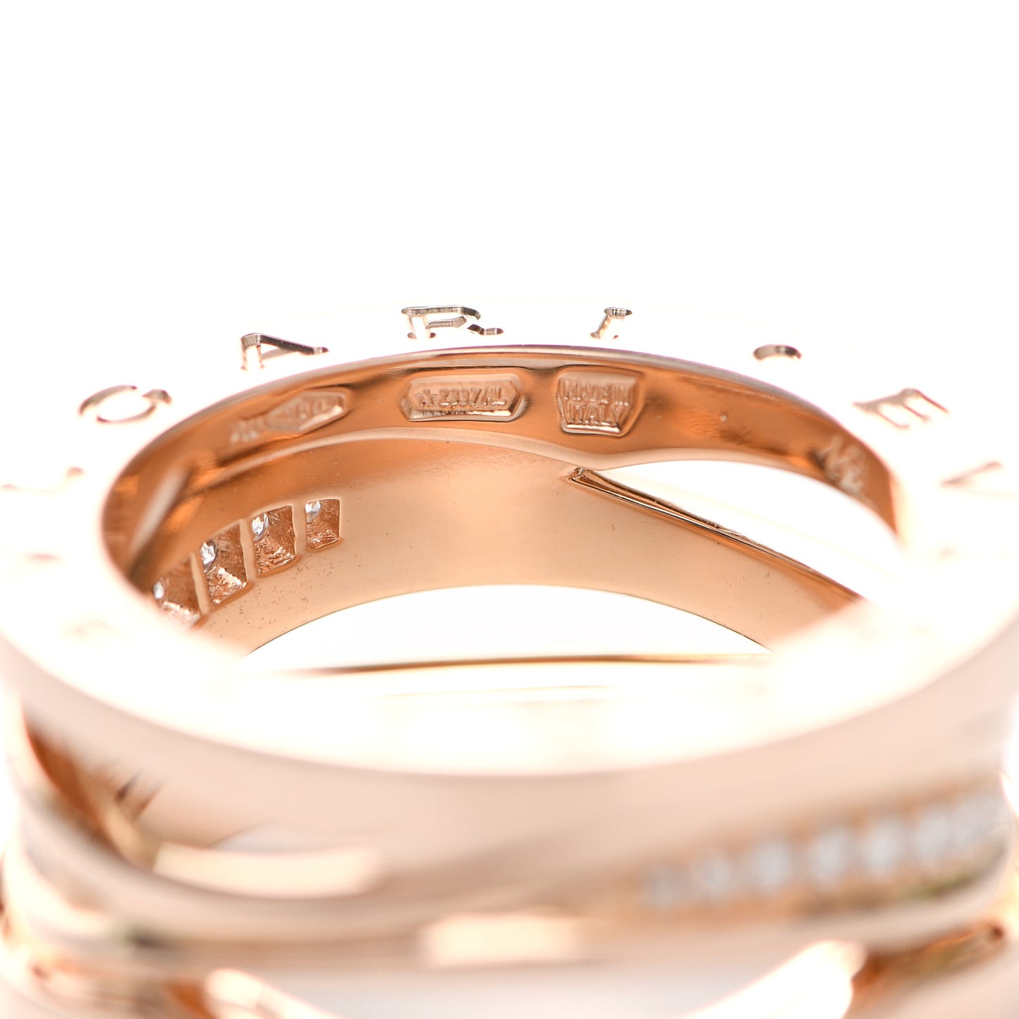 18K Rose Gold Diamond Pave B.Zero1 Legend Ring 49 4.75