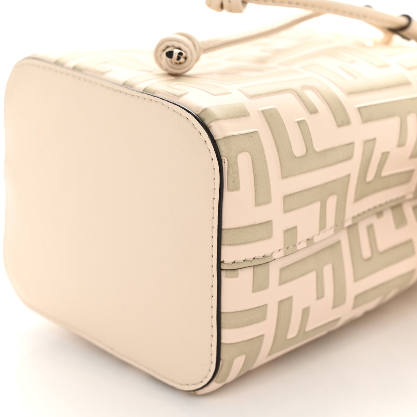 Vitello Liberty F is Fendi Bi-Color FF 1974 Embossed Mini Mon Tresor Bucket Bag Camelia Mandorlo