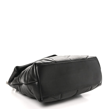 Saint Laurent Lambskin Quilted Medium Loulou Puffer Monogram Chain Satchel Black 4 of 11