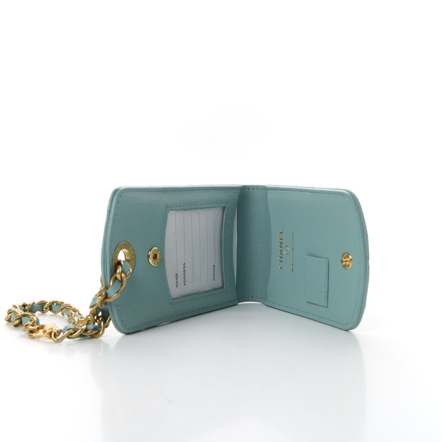Chanel Goatskin Quilted Chanel 19 Luggage Tag Light Blue 5 of 7