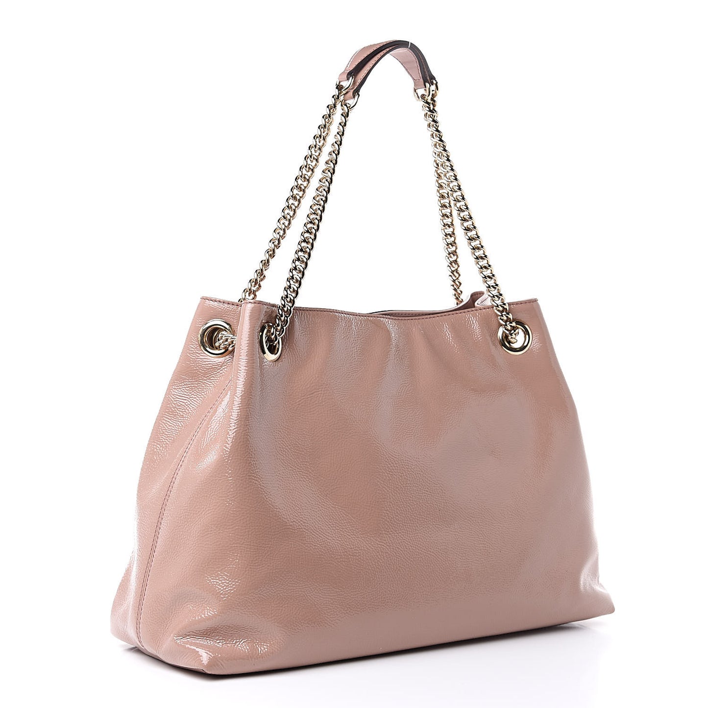 Patent Medium Soho Chain Shoulder Bag Dark Cipria
