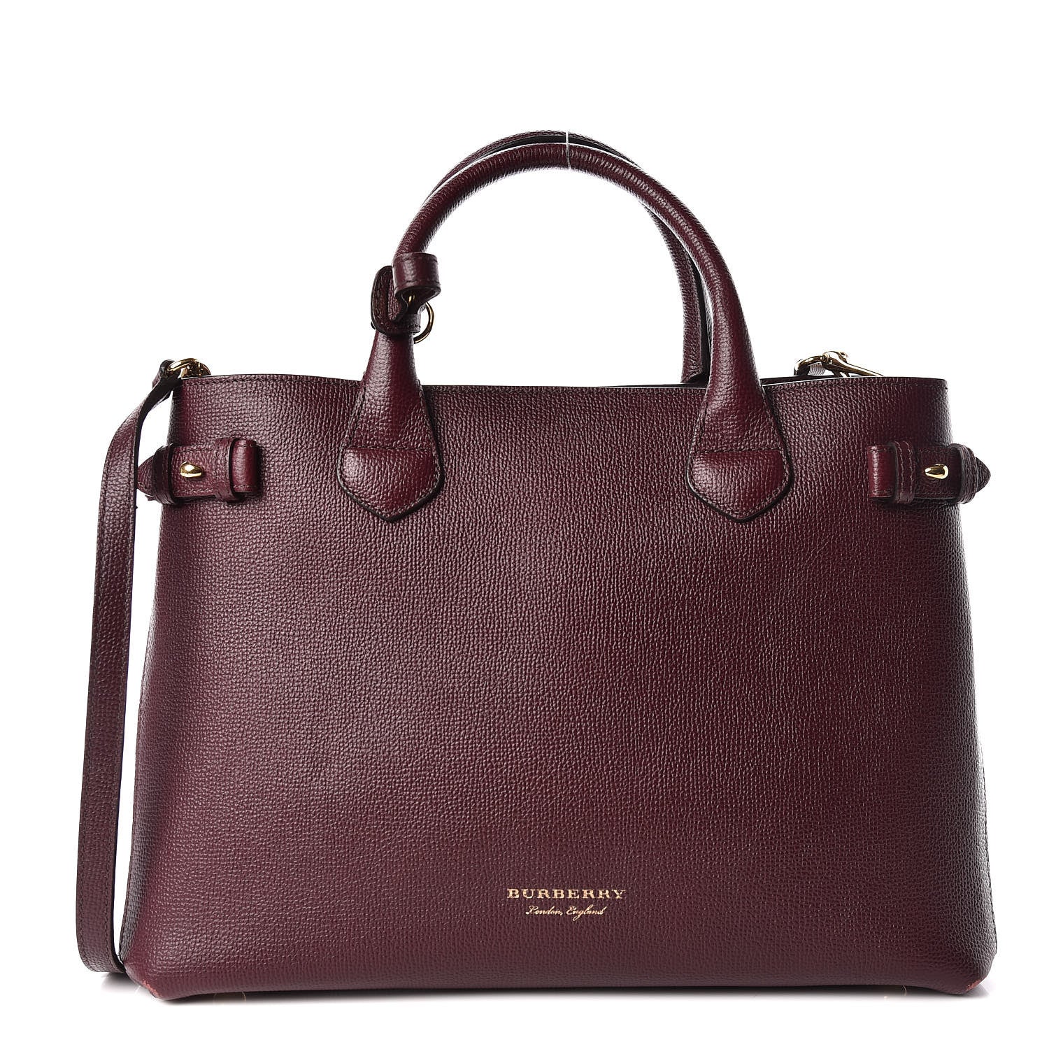 Burberry Grainy Calfskin House Check Medium Banner Tote Elderberry 1 of 29
