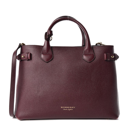 Burberry Grainy Calfskin House Check Medium Banner Tote Elderberry 1 of 29