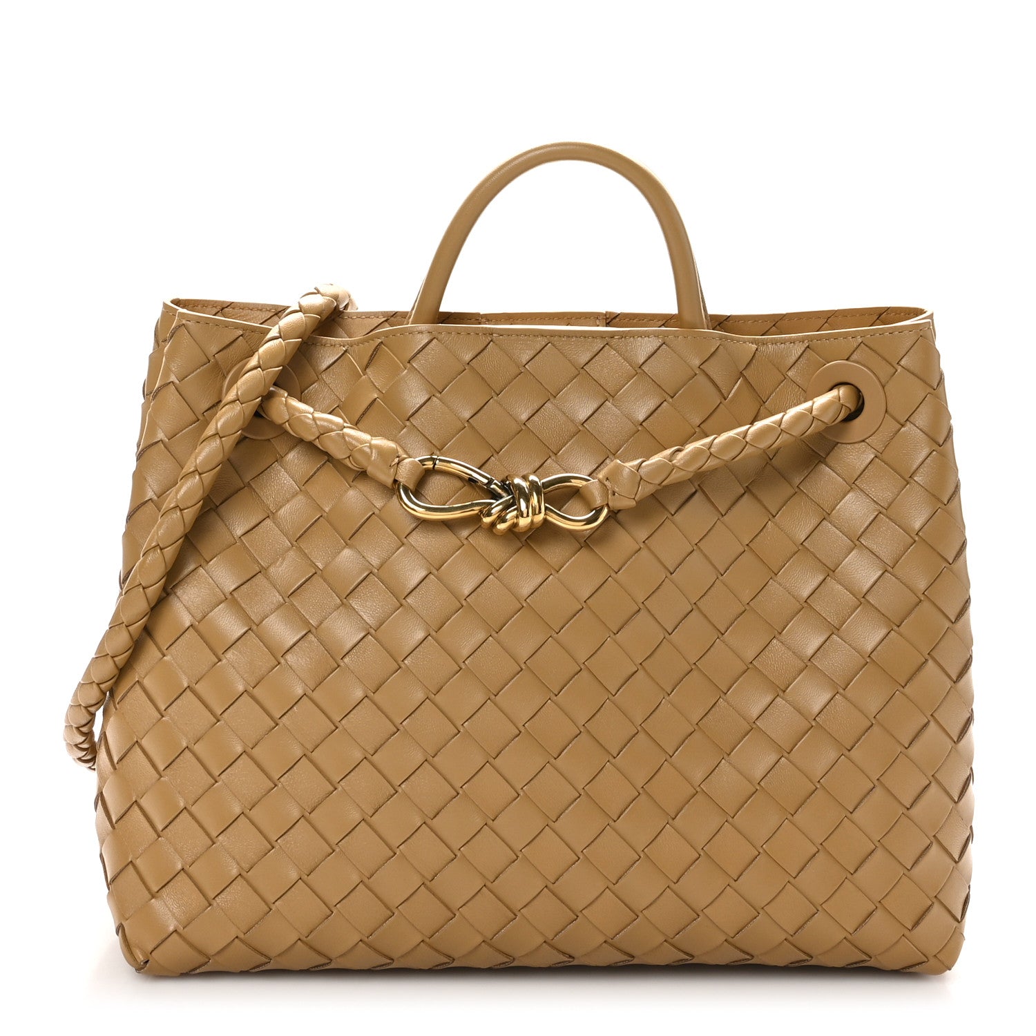 Bottega Veneta Nappa Intrecciato Medium Andiamo Shoulder Bag Dark Praline 1 of 9