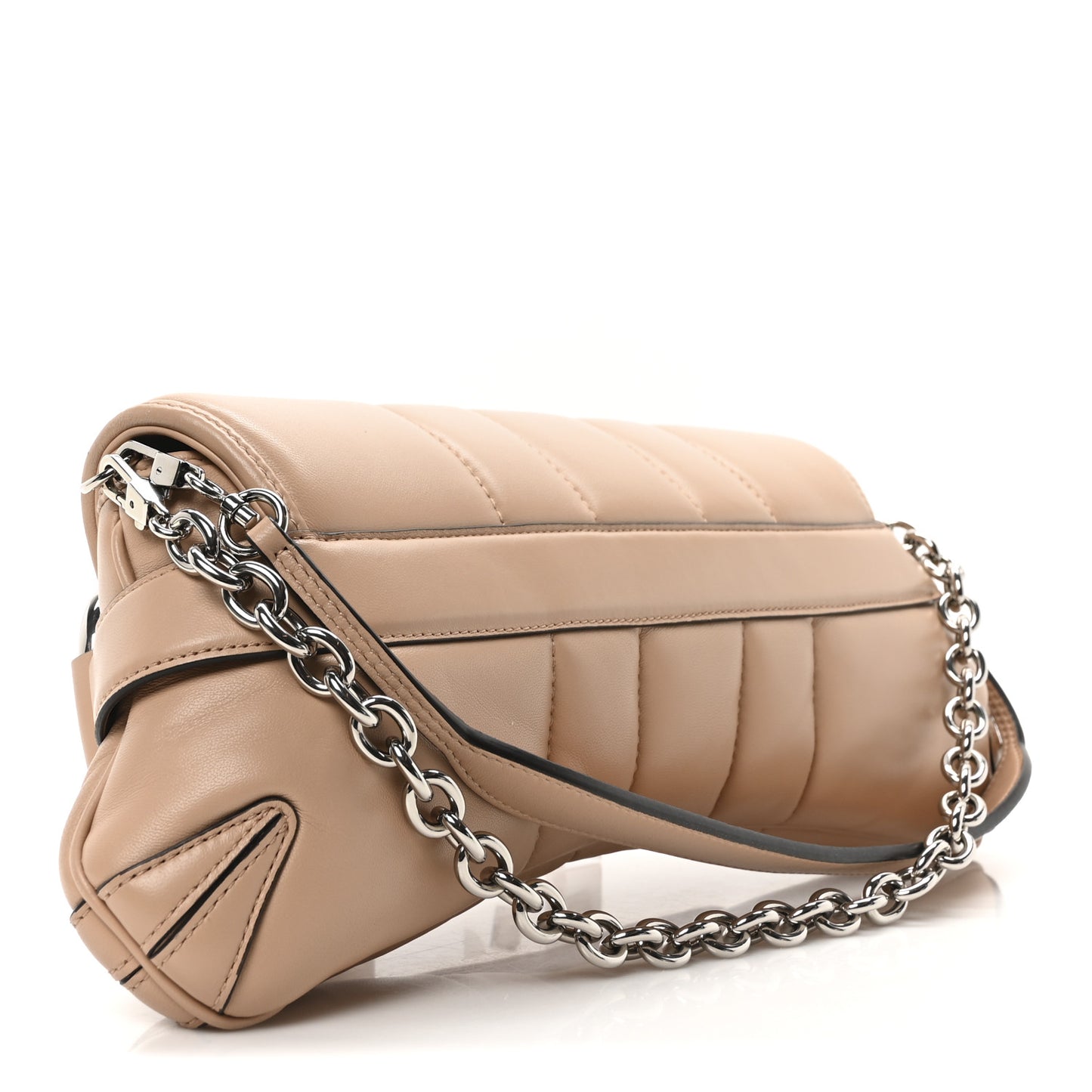 Nappa Vertical Matelasse Medium Maxi Horsebit Chain Shoulder Bag Rose Beige