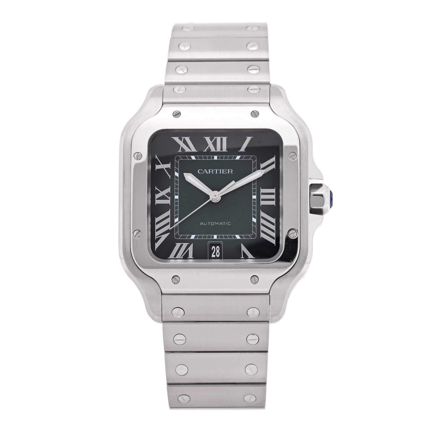Cartier Stainless Steel 39.8mm Santos De Cartier Automatic Watch Green 1 of 6