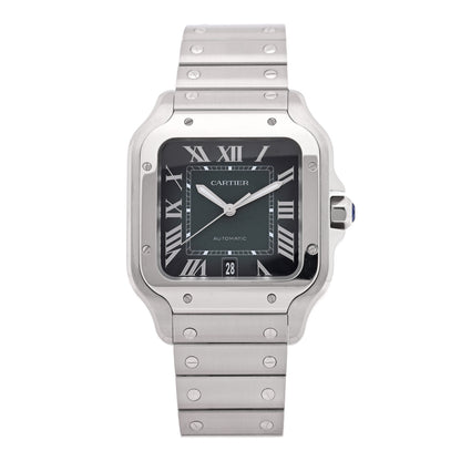 Cartier Stainless Steel 39.8mm Santos De Cartier Automatic Watch Green 1 of 6