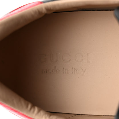 Gucci Miro Soft Calfskin Laminated Ayers Web Bee Embroidered Mens Ace Sneakers 9.5 Black Red Flame Night 6 of 8