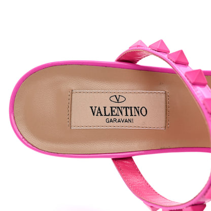 Valentino Garavani Patent Lacquered Monochrome Rockstud 60mm Caged Slide Sandals 37 Pink PP 6 of 9