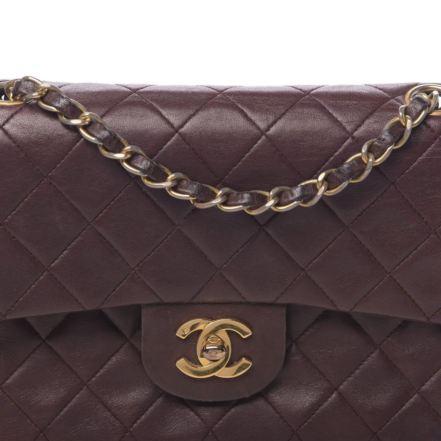 Lambskin Quilted Small Double Flap Burgundy