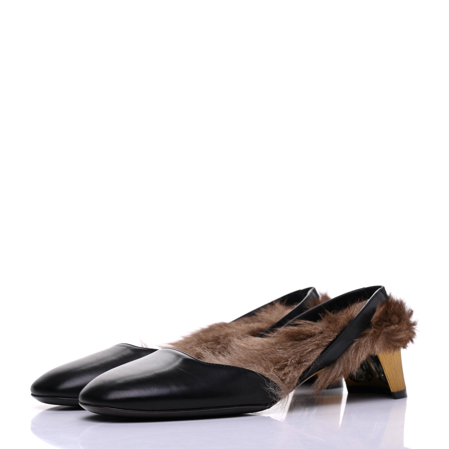 Gucci Calfskin Heloise Fur Slide Mules 36.5 Black 3 of 9