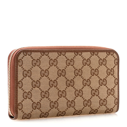 Gucci Monogram Dollar Calfskin Zip Around Wallet Beige Ebony Tabacco 3 of 11