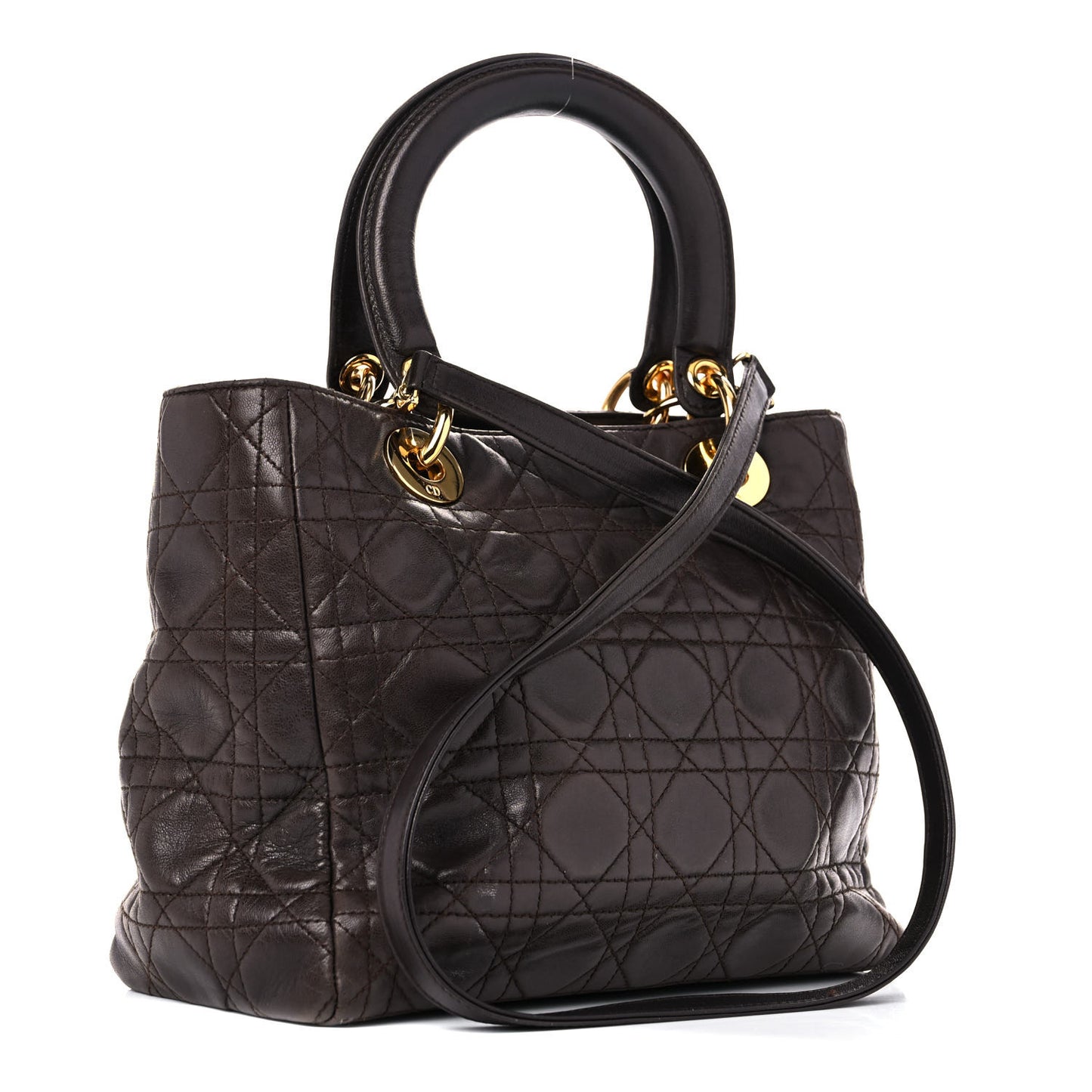 Lambskin Cannage Medium Lady Dior Dark Brown