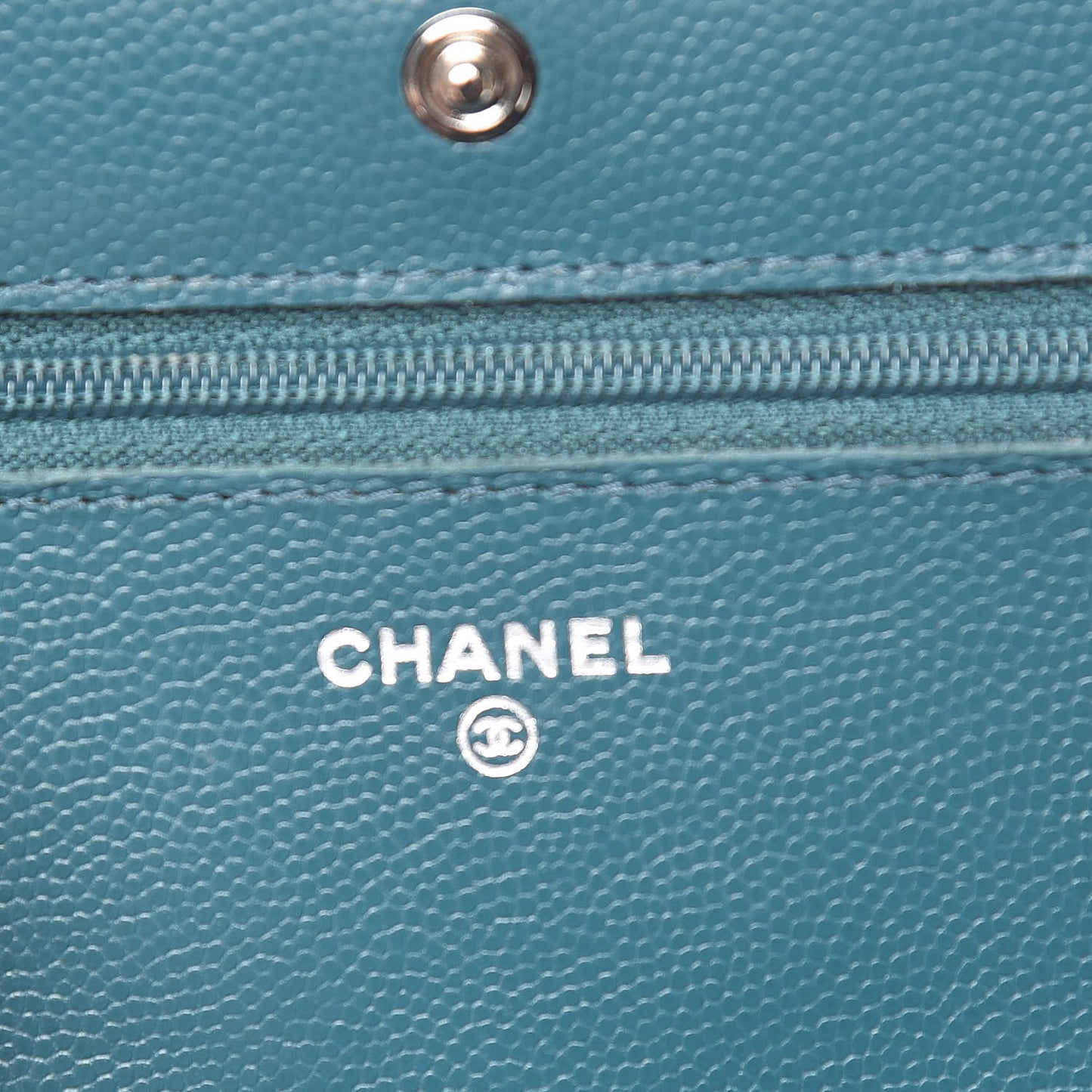 Caviar Quilted Wallet On Chain WOC Dark Turquoise