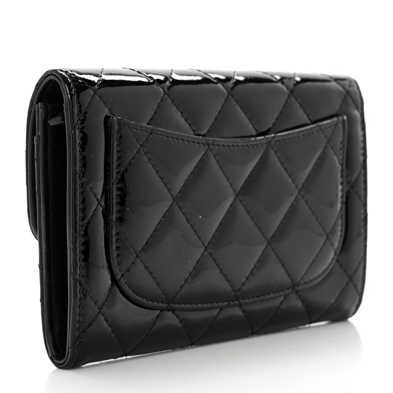 Chanel Patent Calfskin Quilted Small Flap Wallet Black 3 of 10