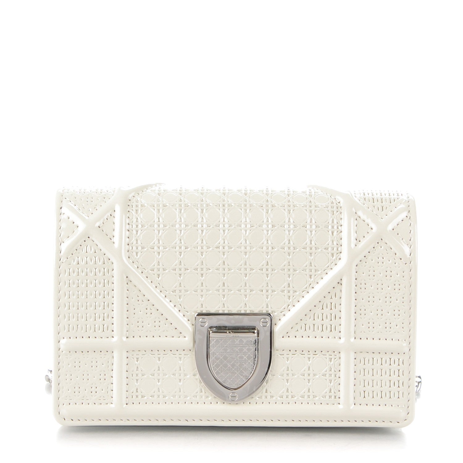 Christian Dior Metallic Patent Micro-Cannage Baby Diorama Flap Bag White 1 of 7