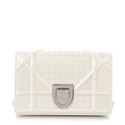 Christian Dior Metallic Patent Micro-Cannage Baby Diorama Flap Bag White 1 of 7