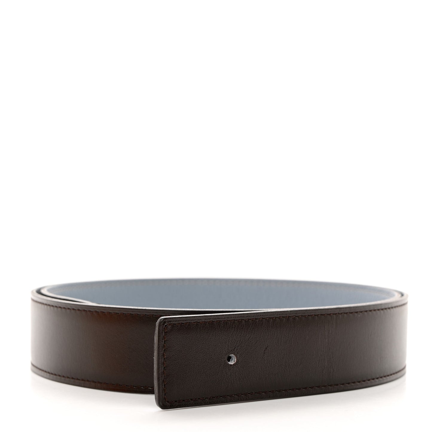 Box Togo 32mm Belt Strap 85 Bleu Lin Chocolate