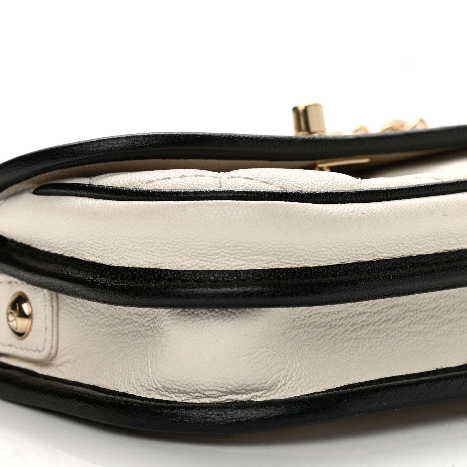 Chanel Caviar Quilted Mini Round Messenger Flap White Black 8 of 9