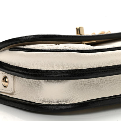 Chanel Caviar Quilted Mini Round Messenger Flap White Black 8 of 9
