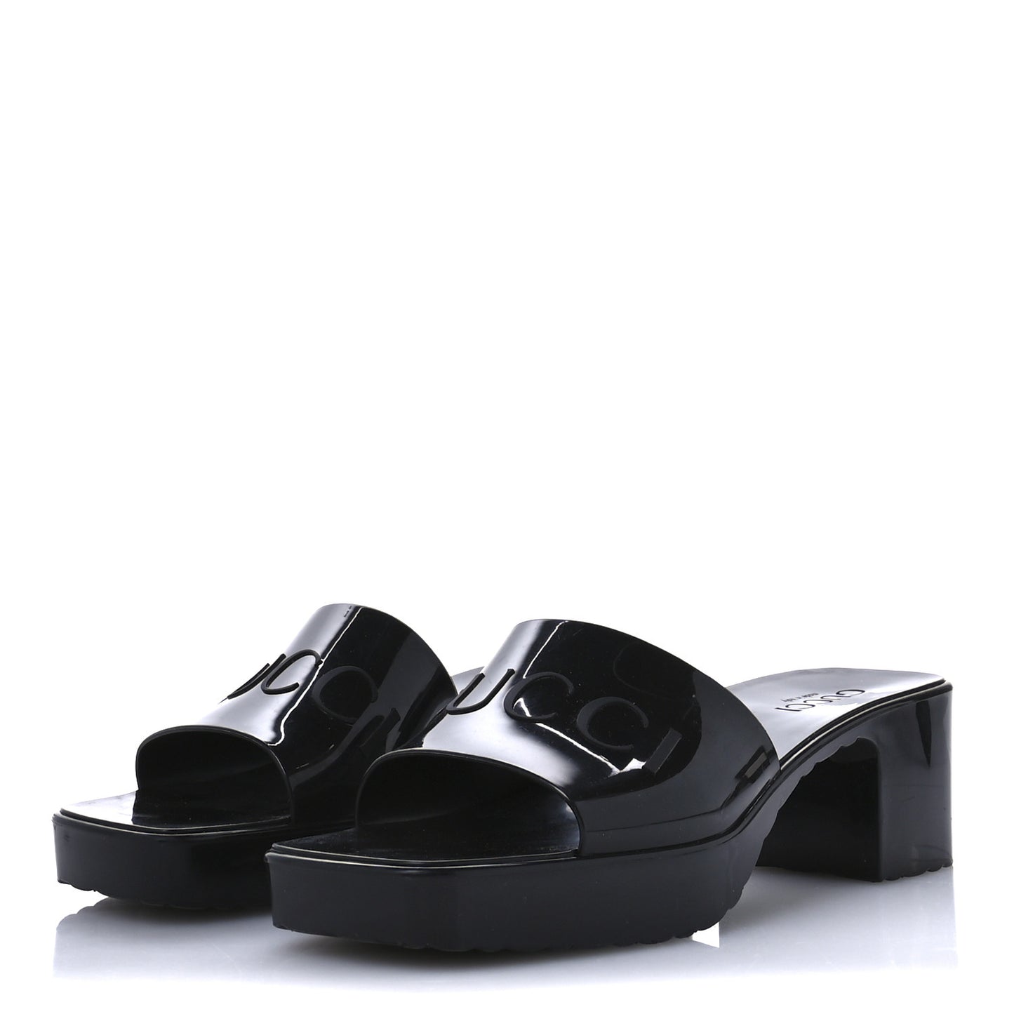 Rubber Gucci Logo Womens Platform 20/60mm Slide Sandals 38 Black