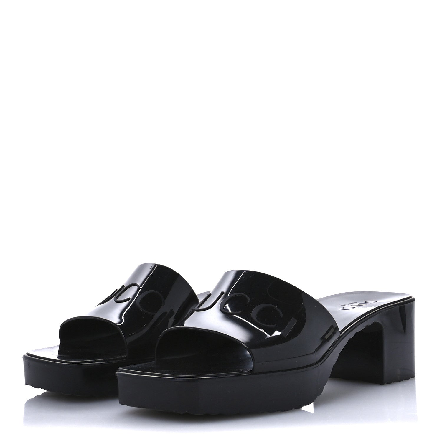 Gucci Rubber Gucci Logo Womens Platform 20/60mm Slide Sandals 38 Black 4 of 9