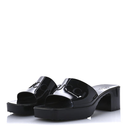 Gucci Rubber Gucci Logo Womens Platform 20/60mm Slide Sandals 38 Black 4 of 9