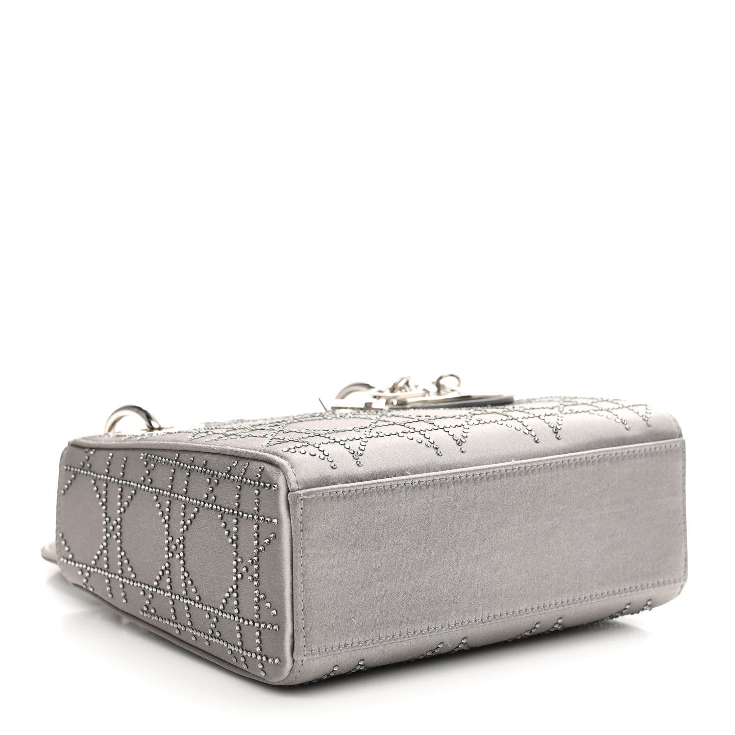 Christian Dior Satin Crystal Cannage Mini Lady Dior Gray 4 of 13