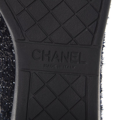 Chanel Lurex Tweed Patent Lace Up Sneakers 41 Dark Navy Blue 6 of 9