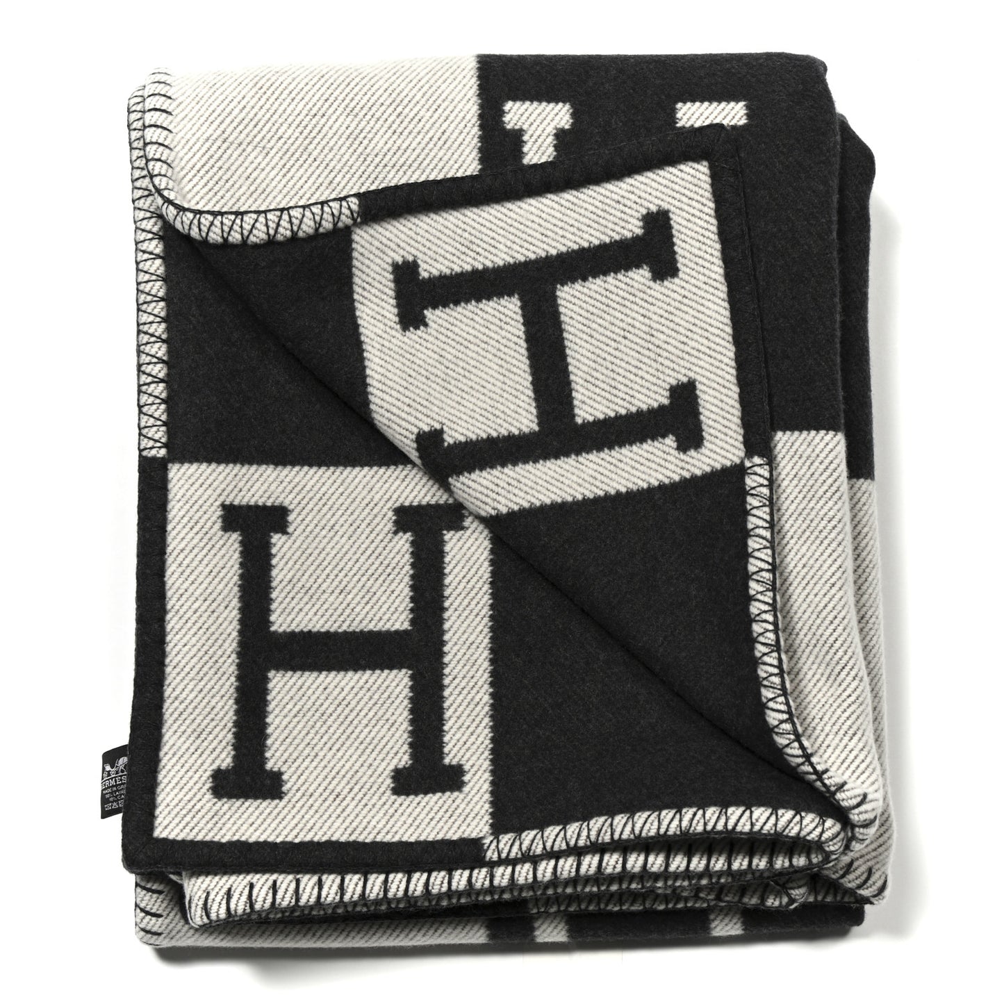 Wool Cashmere Avalon III Blanket Ecru Gris Fonce