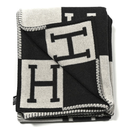 Hermes Wool Cashmere Avalon III Blanket Ecru Gris Fonce 2 of 3